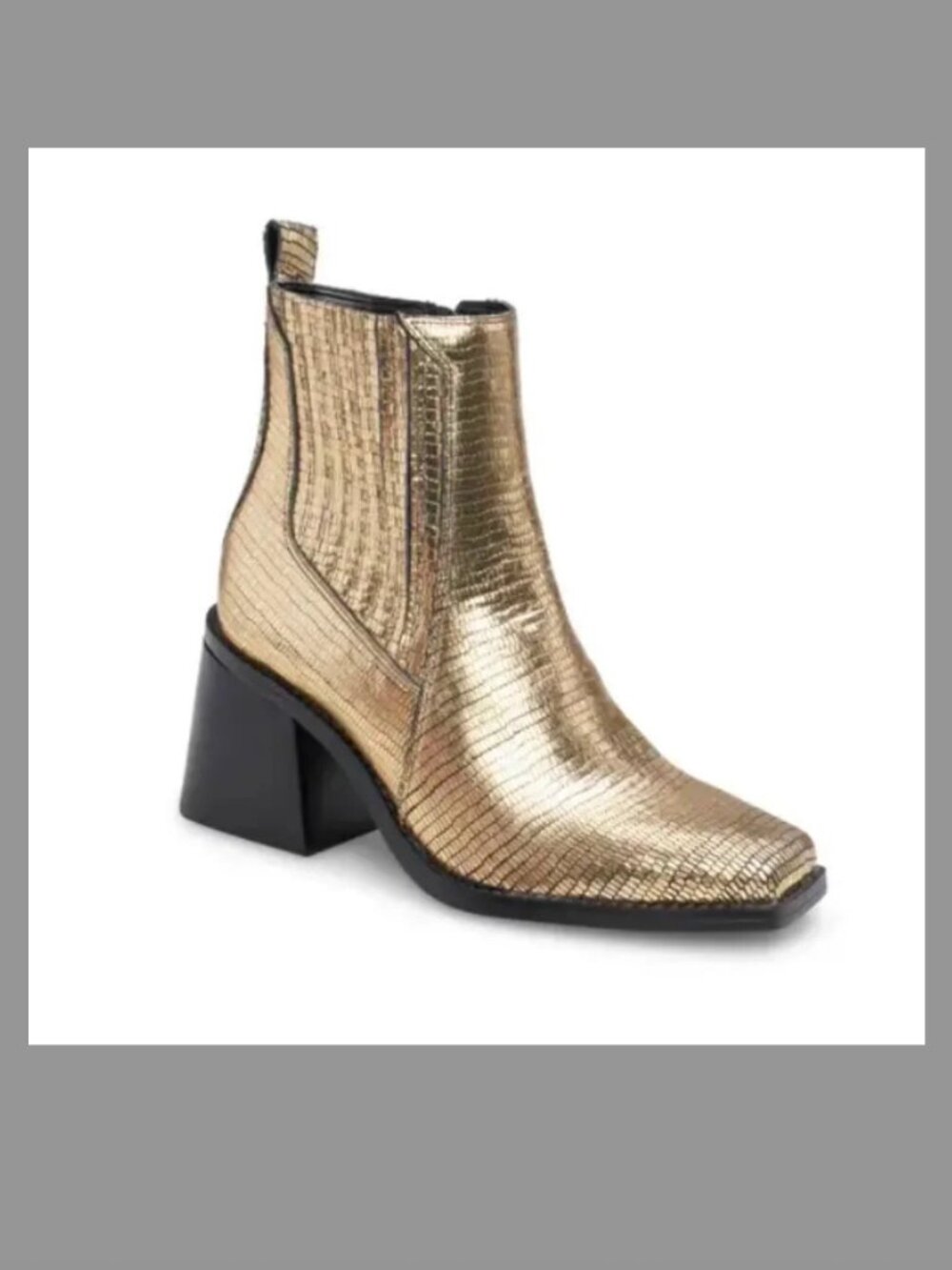 Vince Camuto Sojetta Square Toe Bootie Gold Metallic Leather Women's Size 9.5 M
